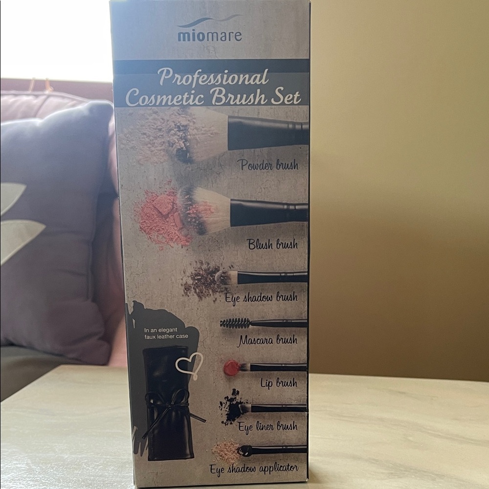 New Sealed! Miomare Professional Cosmetic Brush Set~7pc.w/Case